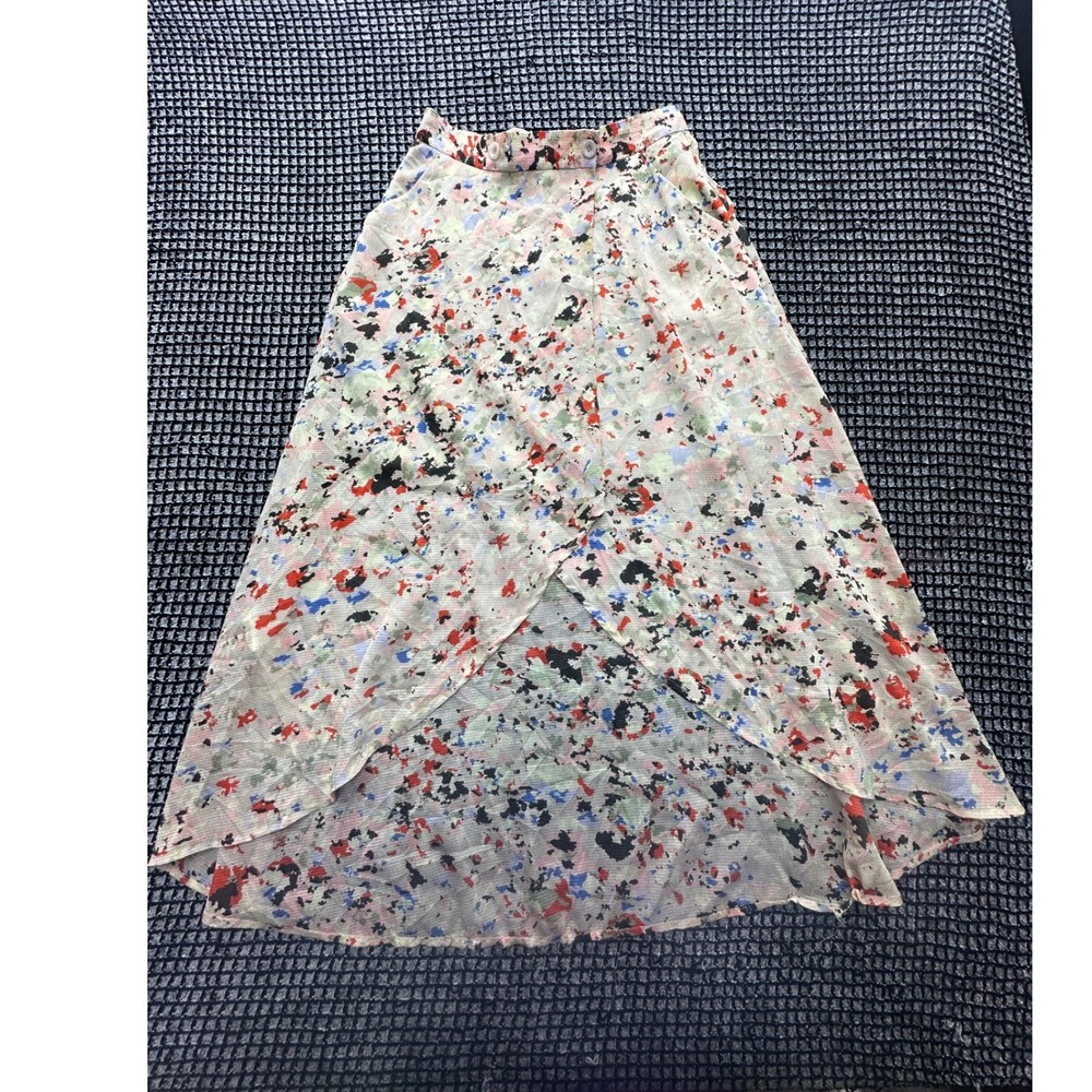 BCBGeneration High Low Skirt Womens 2 Multicolor Abstract Tulip Wrap